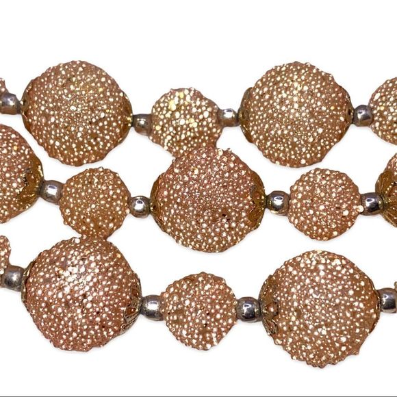 𝅺vintage Triple Layer Golden Bead Japanese Necklace - Picture 7 of 9